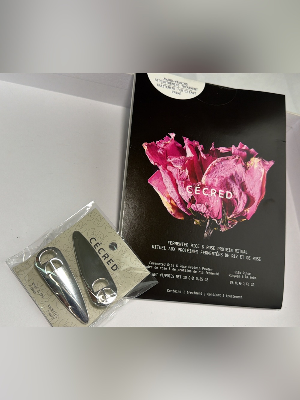 New,unused Ce’cred Silver Clips & 1 time hair treatment